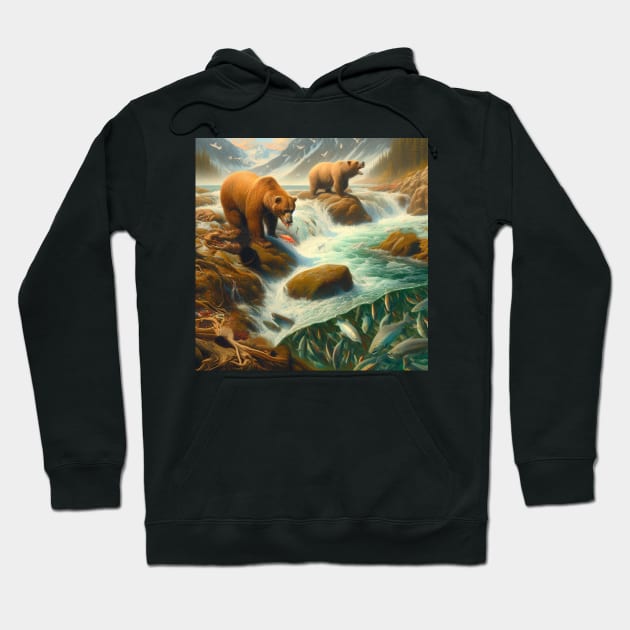 Grizzly Bear Fishing . Hoodie by Canadaman99